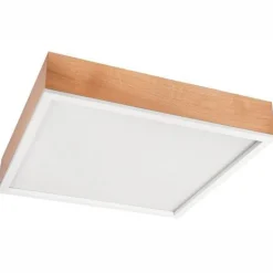 Wohnzimmerlampen|Glaslampen*Lamkur Holz Deckenleuchte Glasschirm E27 B:48 cm blendarm