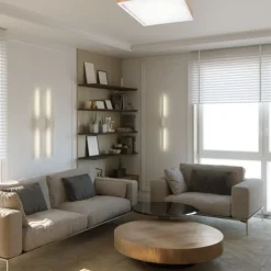 Wohnzimmerlampen|Glaslampen*Lamkur Holz Deckenleuchte Glasschirm E27 B:48 cm blendarm