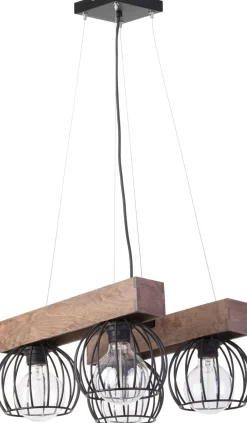 Hängelampen|Holzlampen*Sigma Holz Pendelleuchte Metall Schwarz bis 0,9 m gemütlich