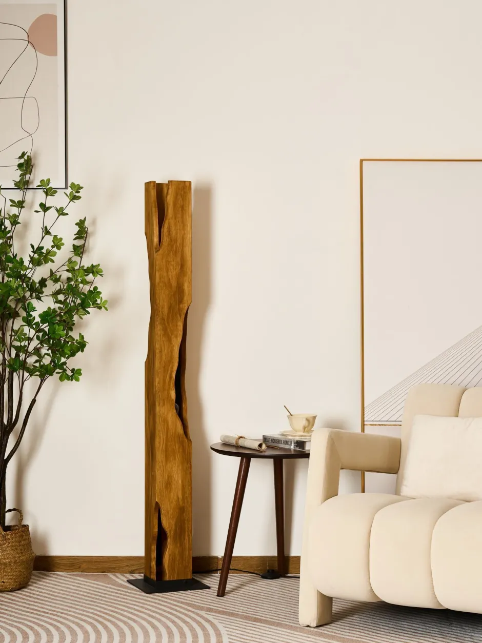 Metall Lampen|Holzlampen*Eco-Light Holz Stehlampe Skandinavisch 141 cm klein E27 wohnlich