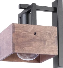 Sigma Holz Wandleuchte Schwarz Metall E27 T:21 cm natürlich< Wandleuchten|Moderne Lampen