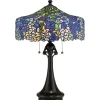 Tischlampen|Schlafzimmer Lampen*Elstead Imposante Tischlampe Tiffany Stil Zugschalter 69cm