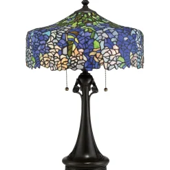 Tischlampen|Schlafzimmer Lampen*Elstead Imposante Tischlampe Tiffany Stil Zugschalter 69cm