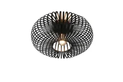 Trio Reality Industrial Deckenlampe Metall Schwarz E27 Ø40 cm rund< Flurlampen|Bürolampen