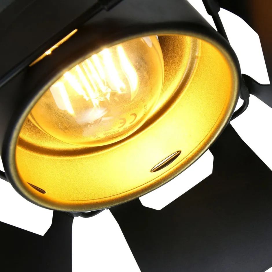Steinhauer Industrial Deckenspot flexibel L:58 cm in Schwarz Gold< Spots|Badezimmer Lampe