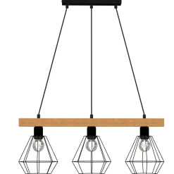 Hängelampen|Bürolampen*Luminex Industrial Hängelampe Metall Holz Schwarz Natur 3-flmg