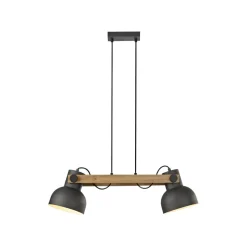 Just Light Industrial Pendelleuchte Holz Metall E27 flexibel< Hängelampen|Bürolampen