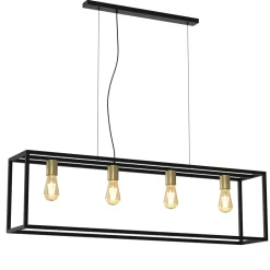 Hängelampen|Bürolampen*Luminex Industrial Pendelleuchte Metall Schwarz Antik Messing