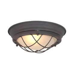 Deckenleuchten|Badezimmer Lampe*Steinhauer Industrie Deckenlampe Metall Glas Braun Weiß Ø29 cm E27