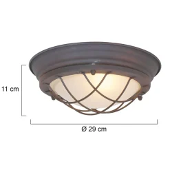 Deckenleuchten|Badezimmer Lampe*Steinhauer Industrie Deckenlampe Metall Glas Braun Weiß Ø29 cm E27