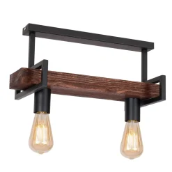 Luminex Industrie Deckenlampe Metall Holz L:45 cm E27 wohnlich< Deckenleuchten|Flurlampen