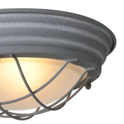 Deckenleuchten|Badezimmer Lampe*Steinhauer Industrie Deckenlampe Metall Glas Grau Weiß Ø29 cm E27