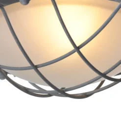 Deckenleuchten|Badezimmer Lampe*Steinhauer Industrie Deckenlampe Metall Glas Grau Weiß Ø29 cm E27