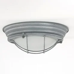 Deckenleuchten|Badezimmer Lampe*Steinhauer Industrie Deckenlampe Metall Glas Grau Weiß Ø29 cm E27