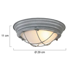 Deckenleuchten|Badezimmer Lampe*Steinhauer Industrie Deckenlampe Metall Glas Grau Weiß Ø29 cm E27