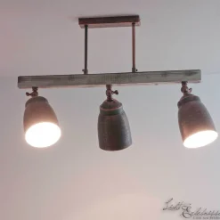 Wohnzimmerlampen|Holzlampen*Luminex Industrie Deckenleuchte Holz Metall schwenkbar ALEJO