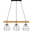Hängelampen|Bürolampen*Luminex Industrie Pendelleuchte Metall Holz Schwarz E27 L:73 cm