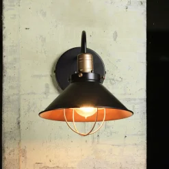 Nowodvorski Industrie Wandlampe Schwarz Kupfer E27 T:40cm LOFT< Wandleuchten|Esszimmer Lampen