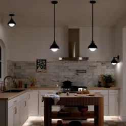 Metall Lampen|Lampenschirme*Elstead Innenleuchte 3-in-1 Wand Decke Hänge Schwarz Metall Glas