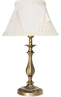 Giovanni Battista Jugendstil Tischleuchte E14 Weiß< Messinglampen|Stofflampen