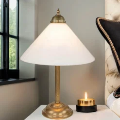 Berliner Messingleuchten Jugendstil Tischleuchte V4 Echtmessing Zug< Nachttischlampen|Metall Lampen