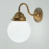 Berliner Messingleuchten Jugendstil Wandlampe Glaskugel Messing E27 T:22 cm< Wohnzimmerlampen|Küchenlampen