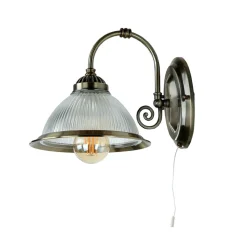 Esszimmer Lampen|Wandleuchten*Searchlight Jugendstil Wandlampe mit Glasschirm Antik