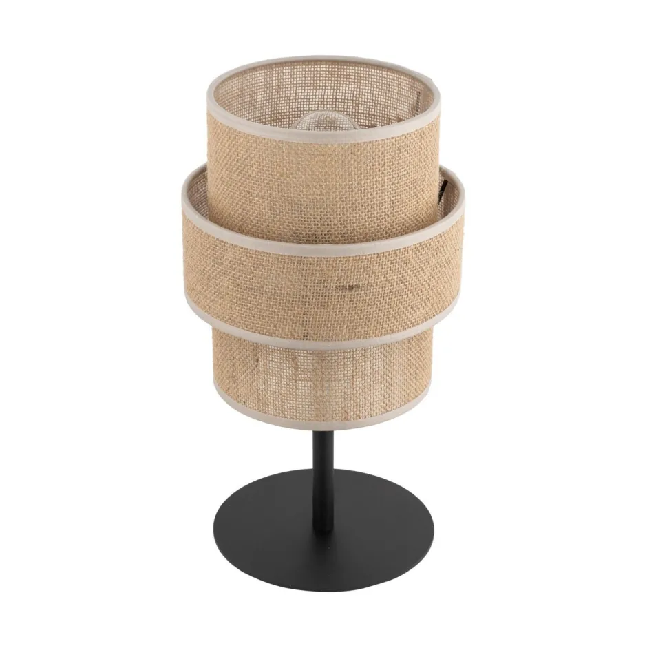 TK Lighting Jute Tischleuchte Metall 38 cm hoch Ø 20 cm Boho E27< Tischlampen|Schlafzimmer Lampen