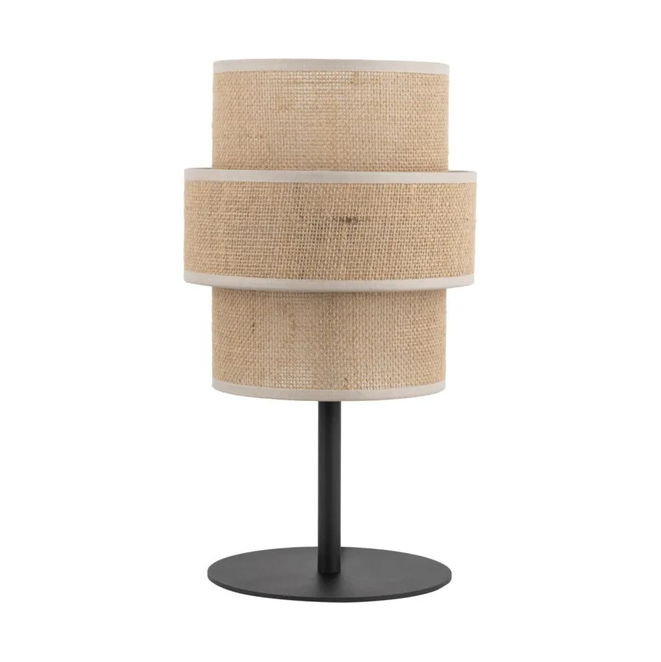 TK Lighting Jute Tischleuchte Metall 38 cm hoch Ø 20 cm Boho E27< Tischlampen|Schlafzimmer Lampen