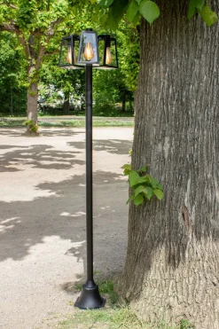 Metall Lampen|Wegeleuchten*Eco-Light Kandelaber Aluminium Glas E27 IP44 186,8 cm Schwarz