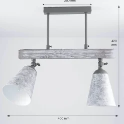Deckenleuchten|Esszimmer Lampen*Luminex Küche Deckenlampe AGAP Echtholz Shabby Weiß 2xE27