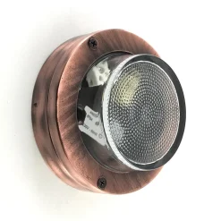 Andromeda Kellerlampe Echt-Messing Glas D: 14 cm IP64 G9 rund< Außenwandleuchten|Rustikale Lampen