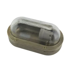 Andromeda Kellerlampe Echt-Messing Glas E27 IP64 23 cm breit< Außenwandleuchten|Feuchtraumleuchten