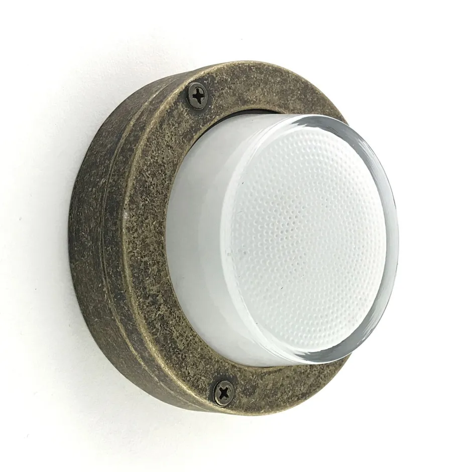 Andromeda Kellerlampe Glas Messing massiv G9 IP64 D: 14 cm rund< Außenwandleuchten|Messinglampen