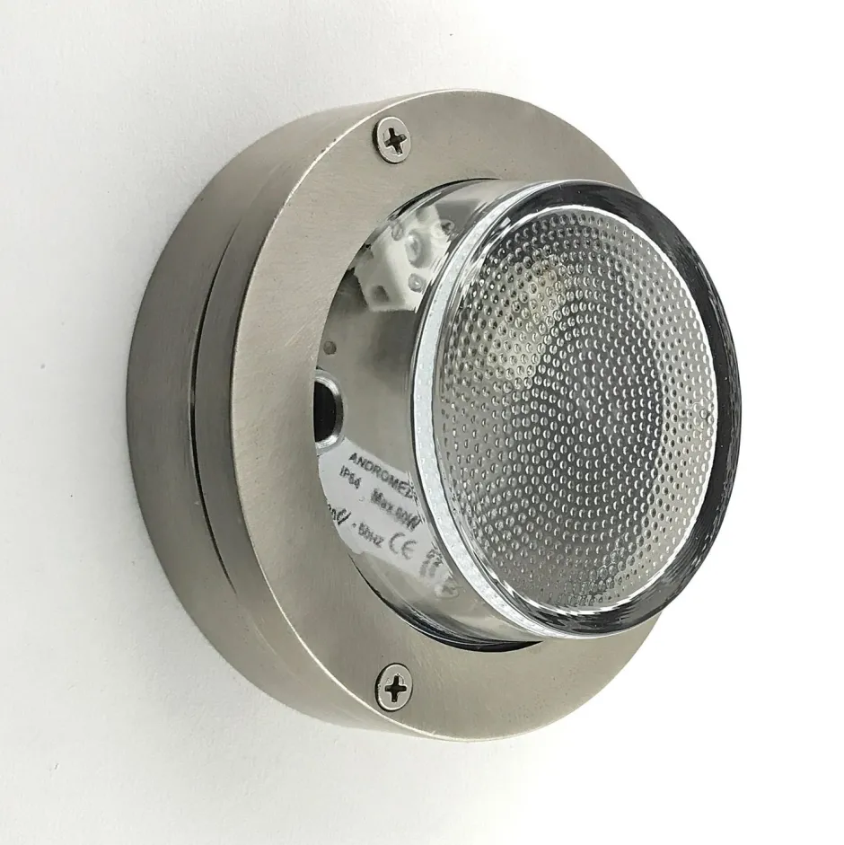 Außenwandleuchten|Messinglampen*Andromeda Kellerlampe Glas Messing massiv G9 IP64 Ø 14 cm rund