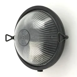 Außenwandleuchten|Rustikale Lampen*Andromeda Kellerleuchte Echt-Messing Glas E27 IP64 rund Ø 17,5 cm