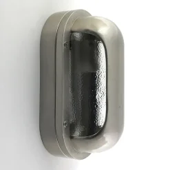 Andromeda Kellerleuchte Messing Glas 23 cm hoch IP64 Nickel matt< Außenwandleuchten|Feuchtraumleuchten