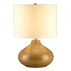 Tischlampen|Schlafzimmer Lampen*Elstead Keramik Tischleuchte Holz Optik 52cm hoch rund