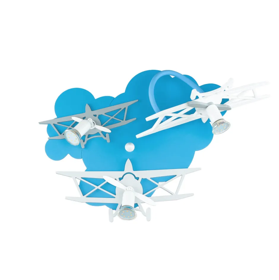 Kinderzimmerlampen|Kinderlampen*Nowodvorski Kinderleuchte PLANE in Blau 3-flmg