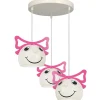 Luminex Kinderzimmerlampe Rosa Weiß Ø 41 cm Glas Metall 3x E27<Kinder Hängelampen|Kugellampen