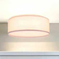 Kinderzimmerlampen|Kinderlampen*TK Lighting Kinderzimmerleuchte Rosa Ø 38 cm rund flach Stoffschirm