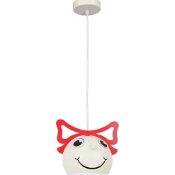 Luminex Kinderzimmerleuchte rund Ø 16,5 cm Glas Metall E27 Weiß Rot<Kinder Hängelampen|Kugellampen