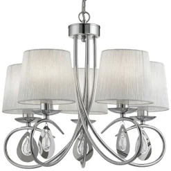 Searchlight Klassischer Kronleuchter AUB in Chrom< Hängelampen|Stofflampen