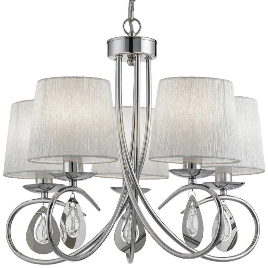 Searchlight Klassischer Kronleuchter AUB in Chrom< Hängelampen|Stofflampen