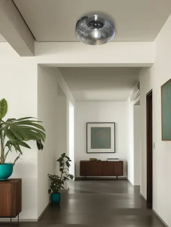 Eco-Light Kleine Deckenlampe Rauchglas rund Ø 35 cm E27 blendarm< Wohnzimmerlampen|Glaslampen