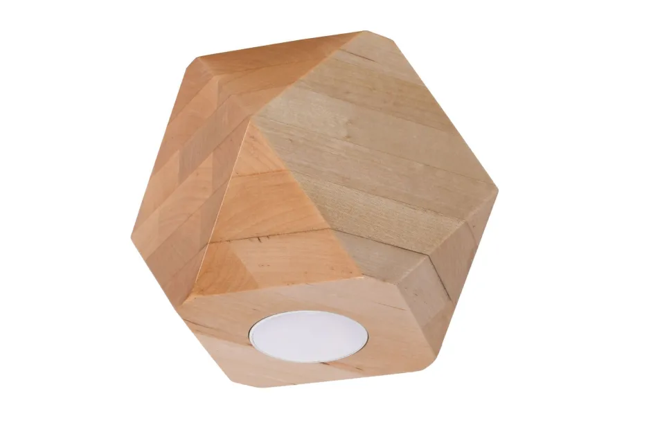 Sollux Kleine Deckenleuchte Holz geometrisch H: 12 cm flach GU10< Holzlampen|Moderne Lampen