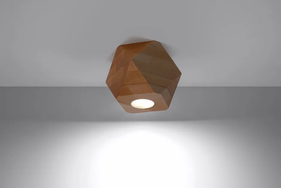 Sollux Kleine Deckenleuchte Holz geometrisch H: 12 cm flach GU10< Holzlampen|Moderne Lampen
