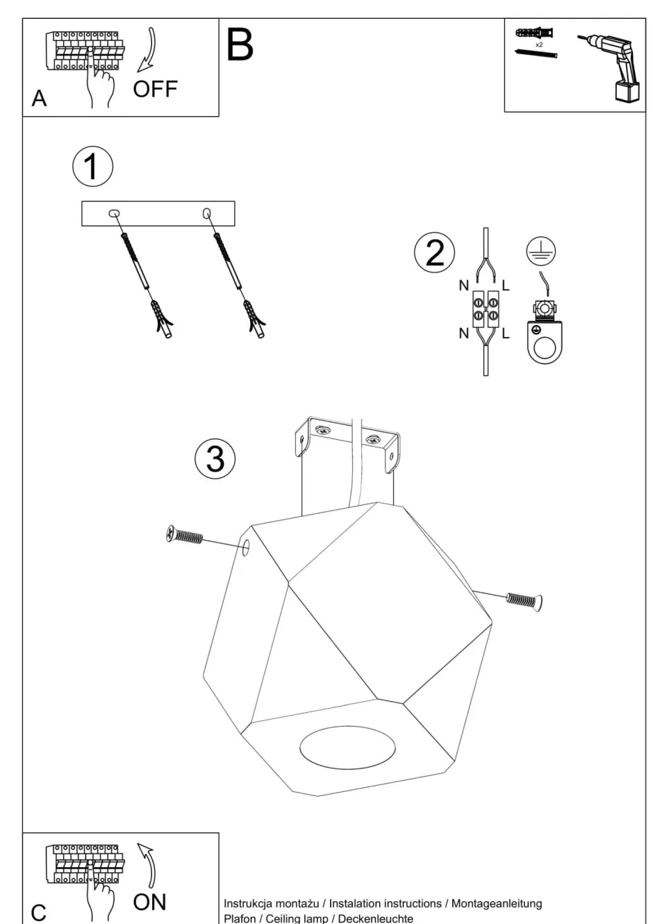 Sollux Kleine Deckenleuchte Holz geometrisch H: 12 cm flach GU10< Holzlampen|Moderne Lampen
