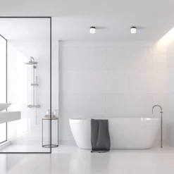 Nowodvorski Kleine Deckenleuchte Weiß Schwarz Glasschirm IP44< Glaslampen|Feuchtraumleuchten