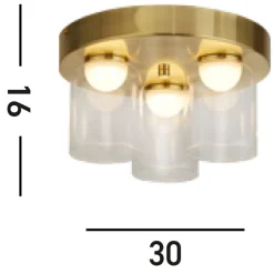 Searchlight Kleine LED Deckenleuchte Glas Metall Ø30 cm IP44 4000 K< Deckenleuchten|Led Lampen